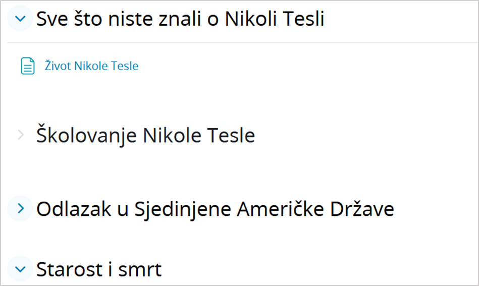 Primjer izgleda fleskibilnog tematskog oblika kada je podtema prikazana kao poveznica