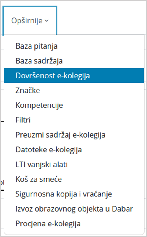 Poveznica Dovršenost e-kolegija