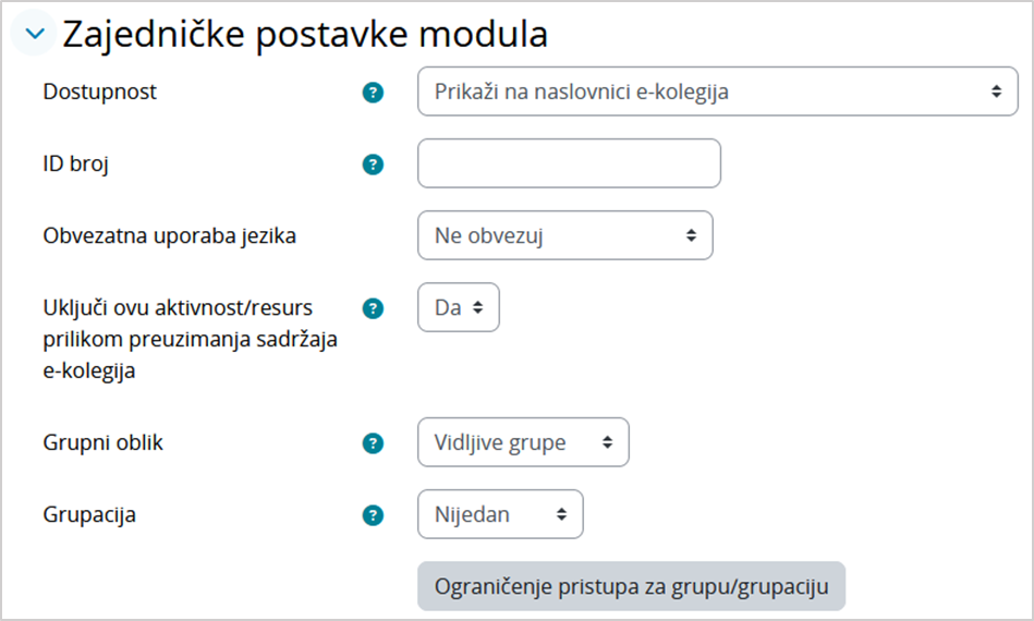 Podjela aktivnosti u grupe