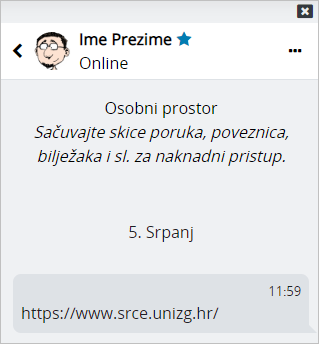 Osobni prostor u pretincu za poruke