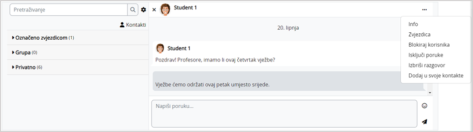 Dodatne mogućnosti vezane uz kontakte