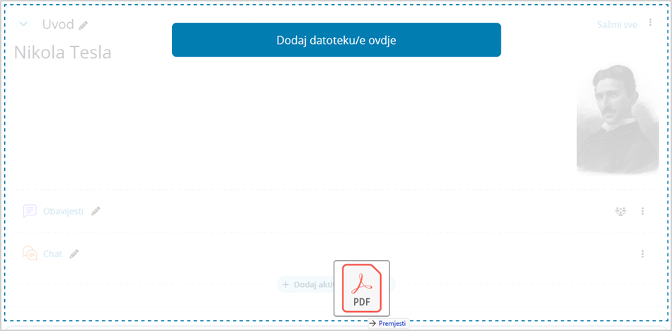 Uporaba mogućnosti Povuci i ispusti za datoteke