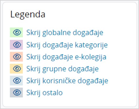 Legenda događaja u kalendaru