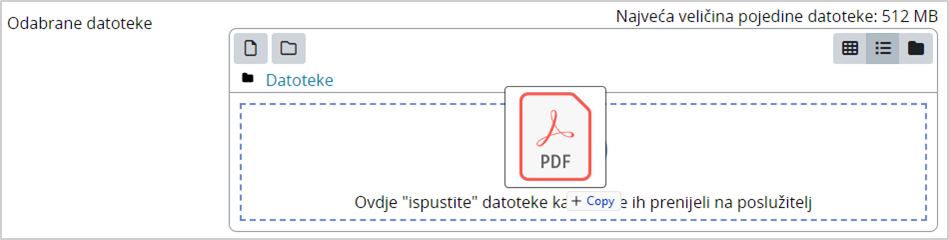 Prijenos datoteke metodom Povuci i ispusti