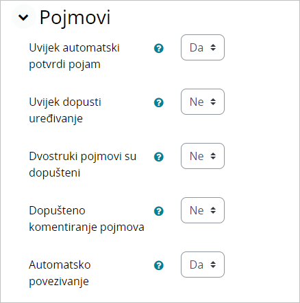 Sekcija Pojmovi