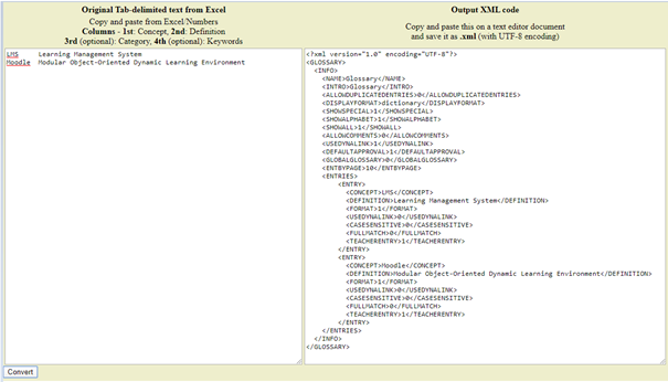 Moodle Glossary XML Converter