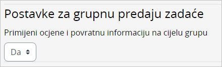 Postavke kod ocjenjivanja grupnih zadaća