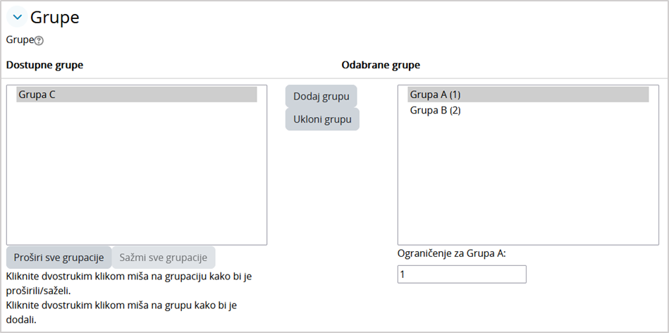 Odabir grupe