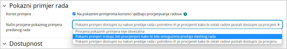 Sekcija Pokazni primjer rada