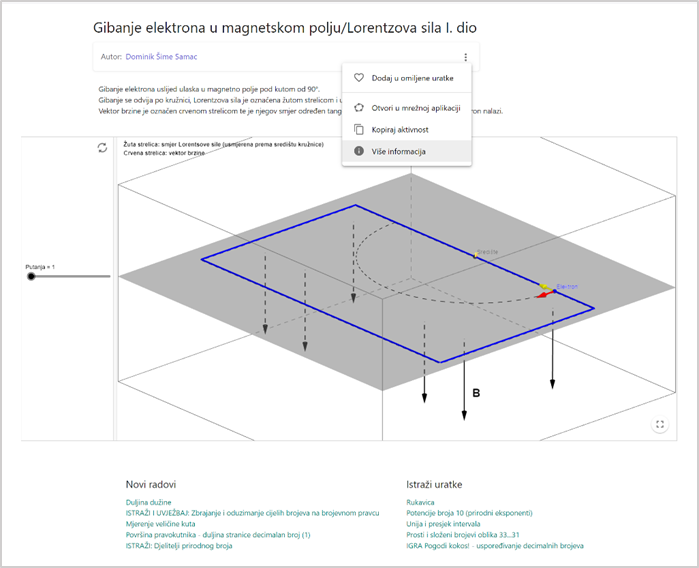 Primjer izrade aktivnosti Geogebra putem URL adrese