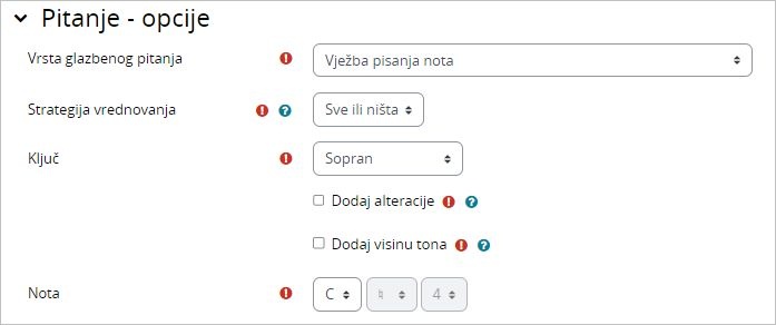 Odabir vrste glazbenog pitanja