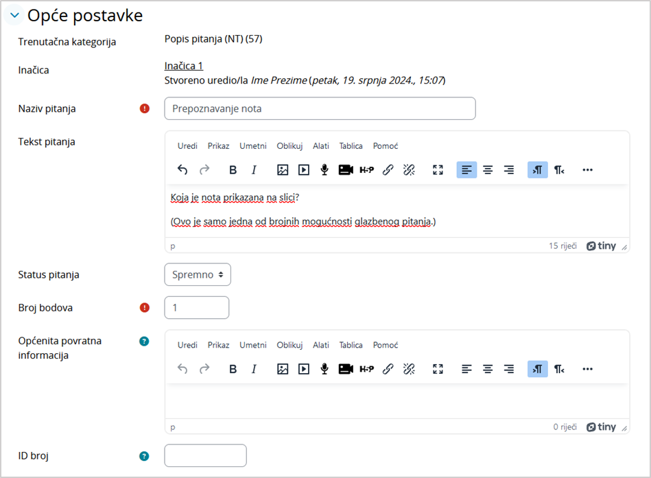 Opće postavke pitanja Glazbena teorija