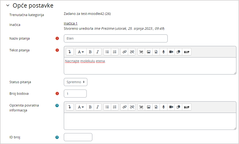 Opće postavke pitanja Usporedba odgovora - molekulske strukture