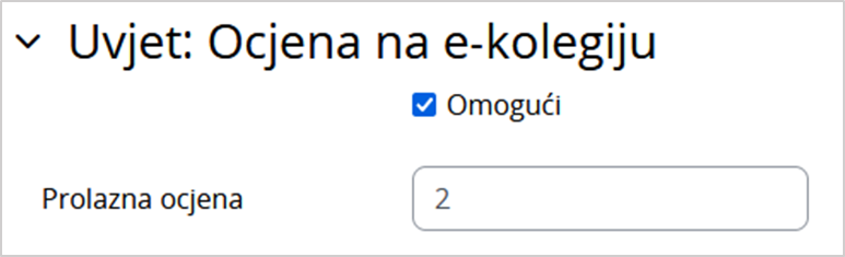 Određivanje prolazne ocjene za dovršetak e-kolegija