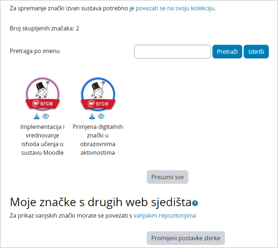 Spremanje znački iz sustava Merlin