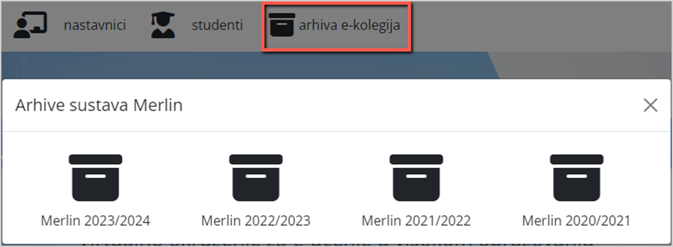 Arhiva e-kolegija na naslovnici sustava Merlin