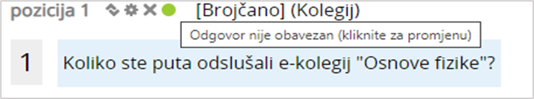 Mogućnost naknadne promjene odgovora u obavezni ili neobavezni unutar sekcije Uredi pitanja