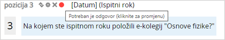 Mogućnost naknadne promjene odgovora u obavezni ili neobavezni unutar sekcije Uredi pitanja