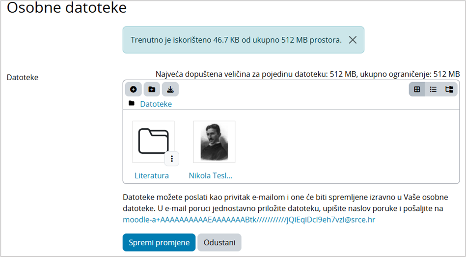 Sučelje za pohranu osobnih datoteka
