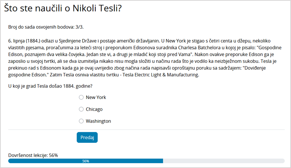 Primjer stranice s pitanjem