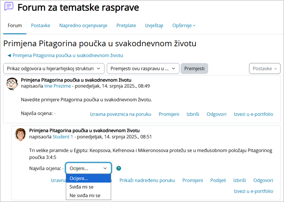 Ocjenjivanje posta u forumu