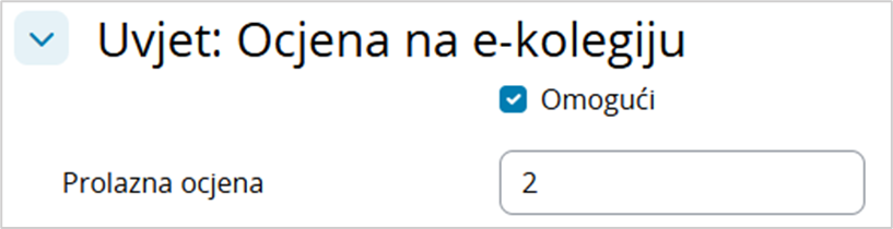 Određivanje prolazne ocjene za dovršetak e-kolegija