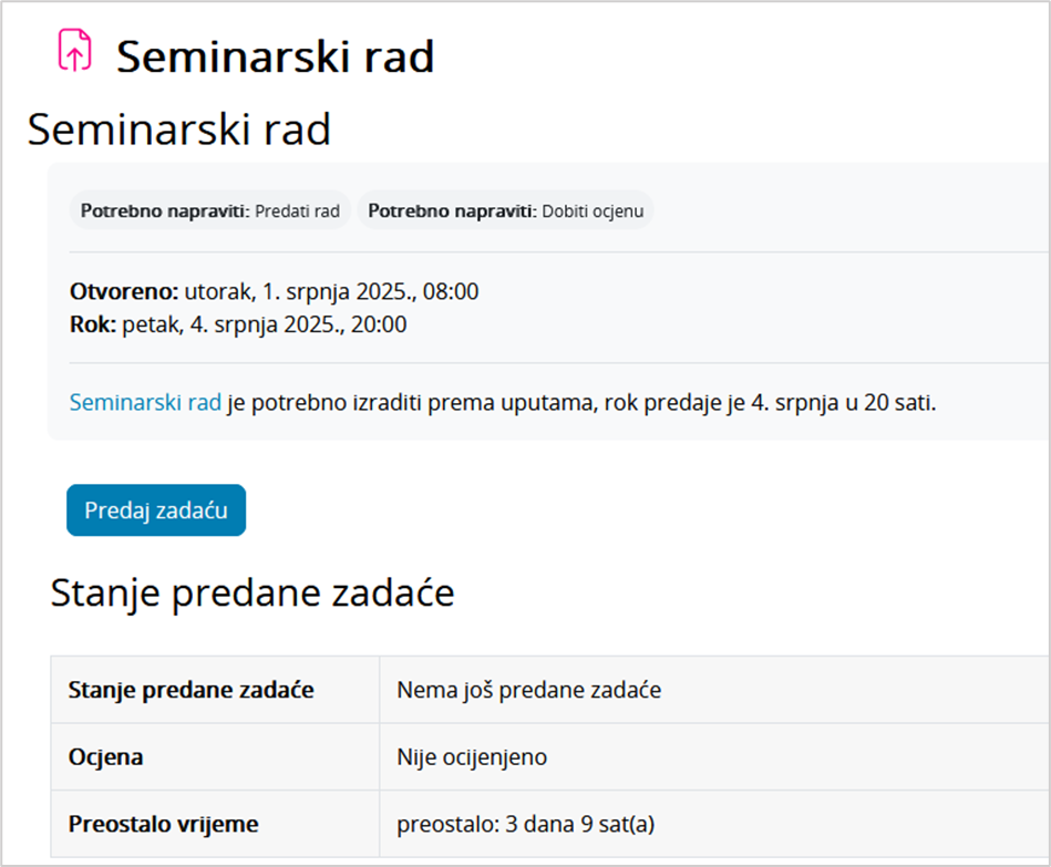 Prikaz rokova i uvjeta za dovršetak unutar akivnosti