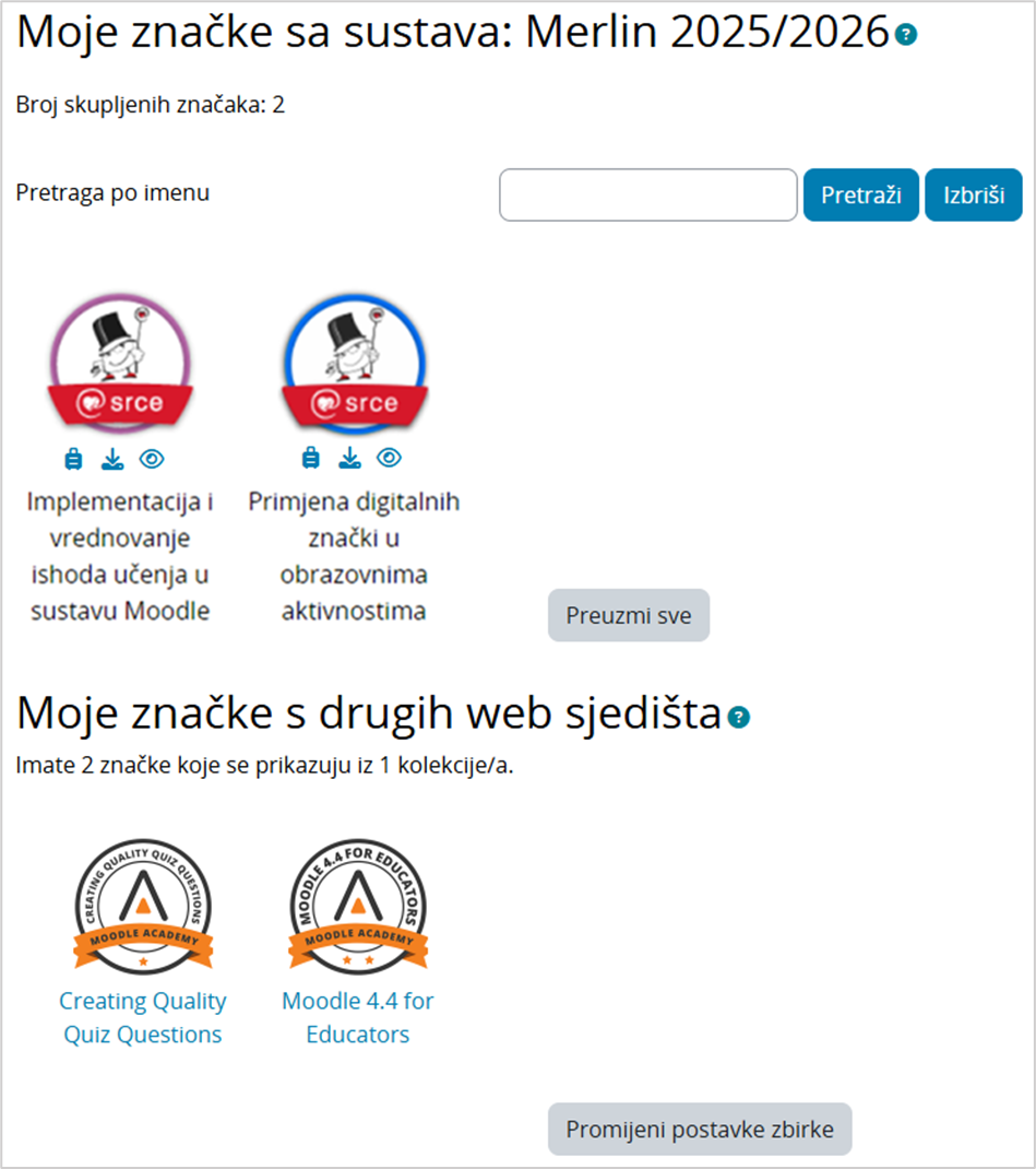 Prijenos značke iz sustava Merlin 