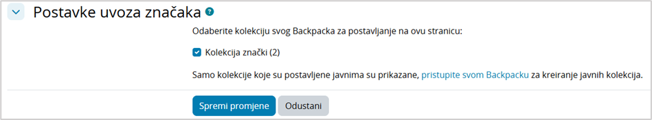 Postavke uvoza znački