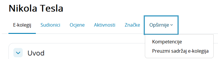 Preuzimanje sadržaja e-kolegija