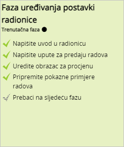 Faza uređivanja postavki radionice