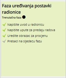 Faza uređivanja postavki radionice